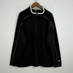 Kuhl Europa 1/4 Zip Sweater Mens XXL Black Alfpaca Fleece Long Sleeve Pullover
